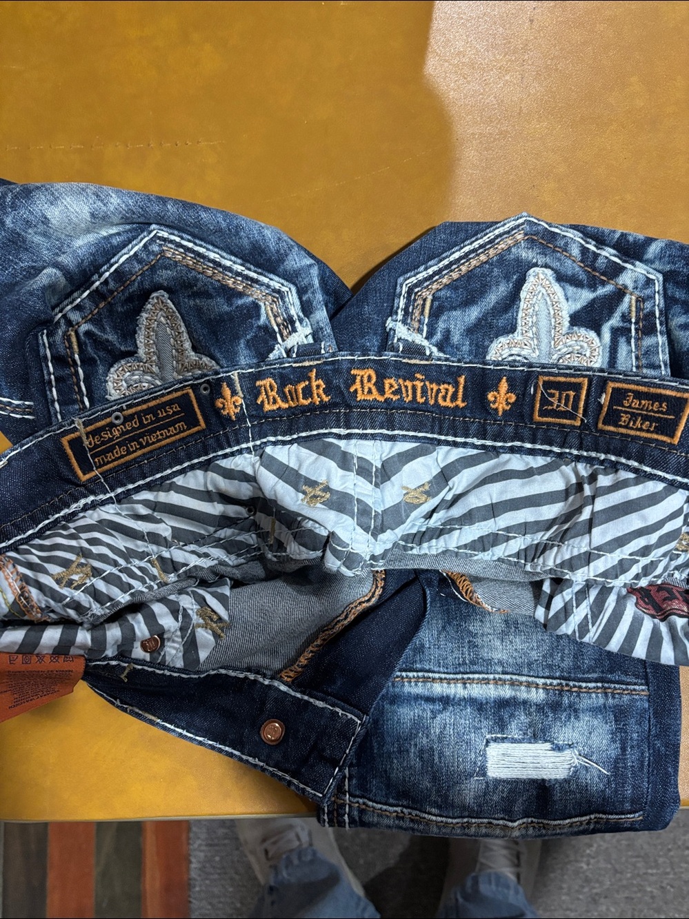 Rock Revival Dark Indigo Distressed Moto Jeans - Picture 3 of 3